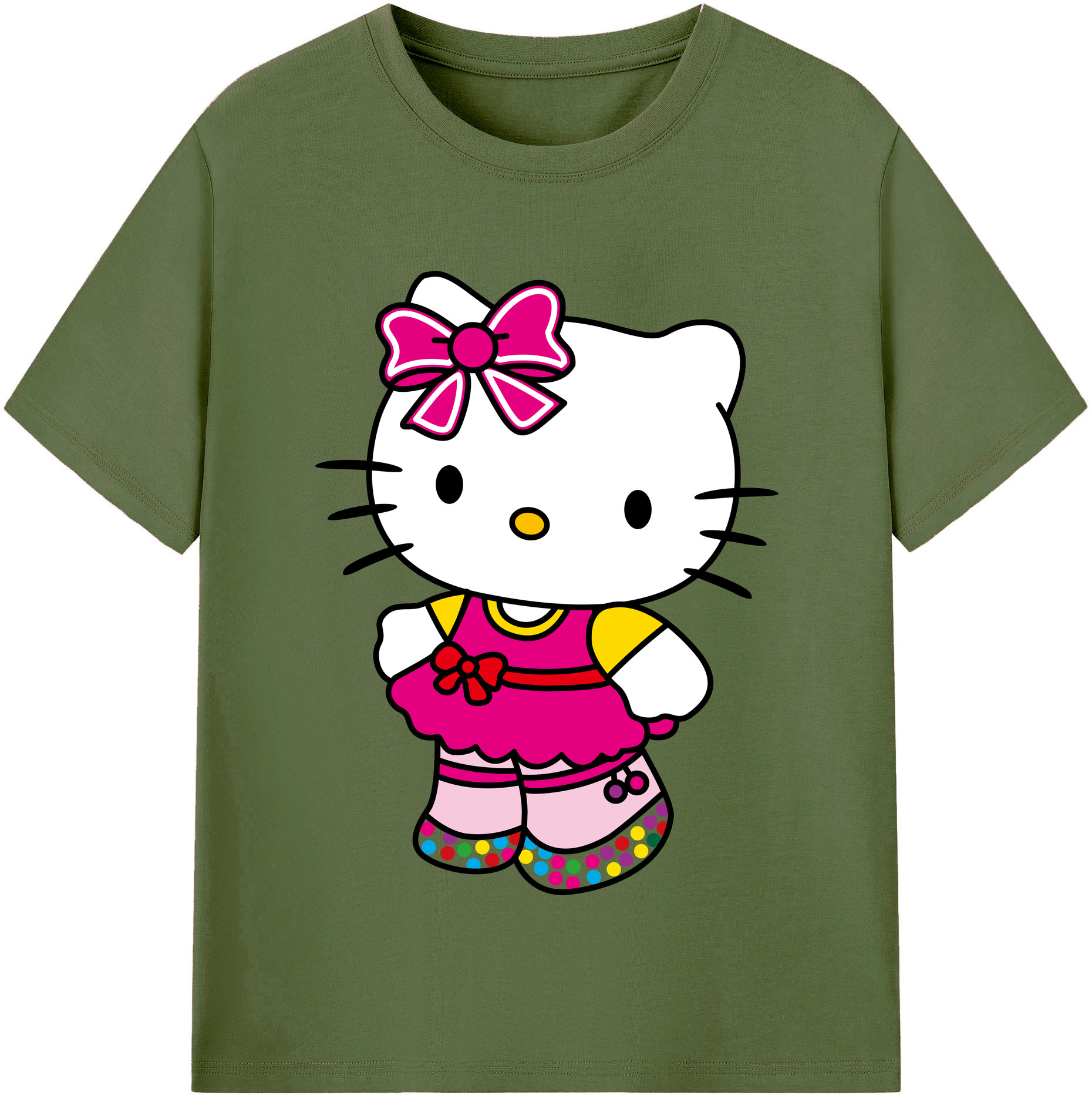 （画像用） Hello Kitty ハローキティ 綿100％半袖Tシャツ（フロントプリント）